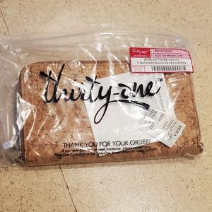 Thirty One All About the Benjamins Wallet Metallic Cork NWT